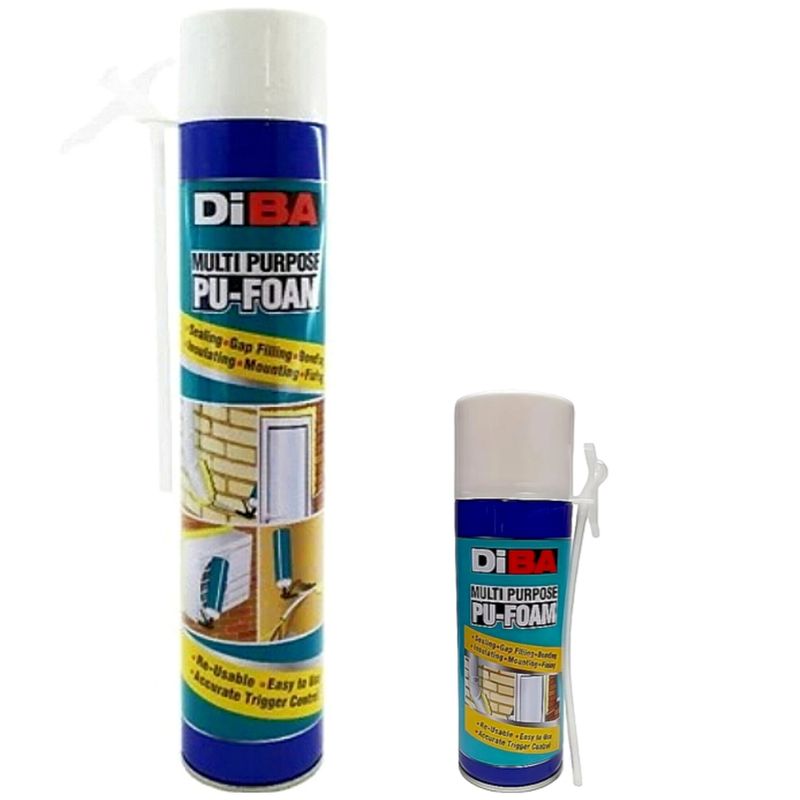 اسپری فوم پلی یورتان دیبا مدل pu foam حجم 1050 میلی لیتر مجموعه 2 عددی